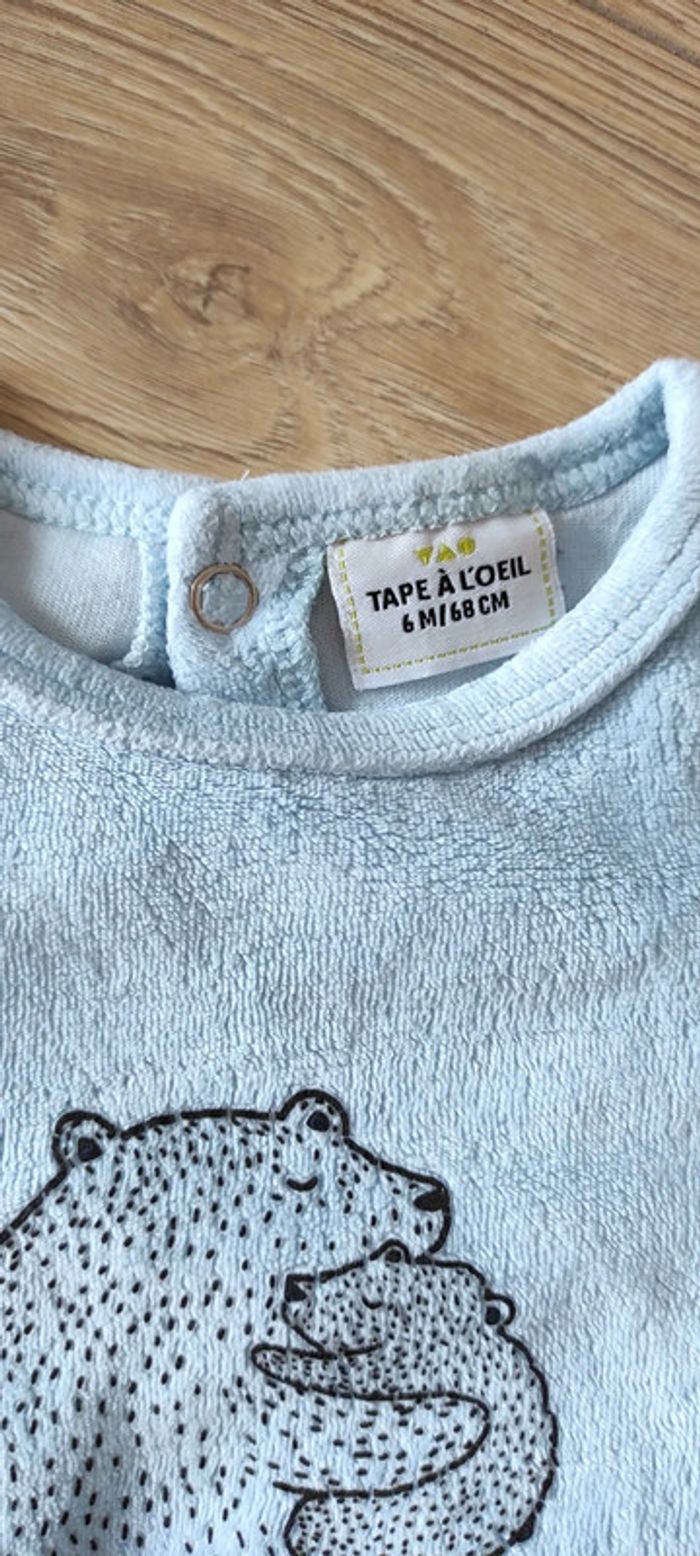 Pyjama velours Tape à l'oeil 6 mois bleu clair - photo numéro 2