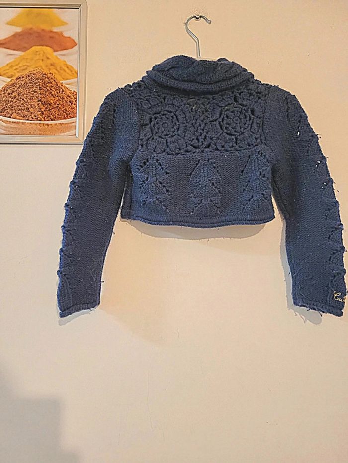 Gilet court style boléro chaud "catimini" bleu marine taille 8 ans - photo numéro 4
