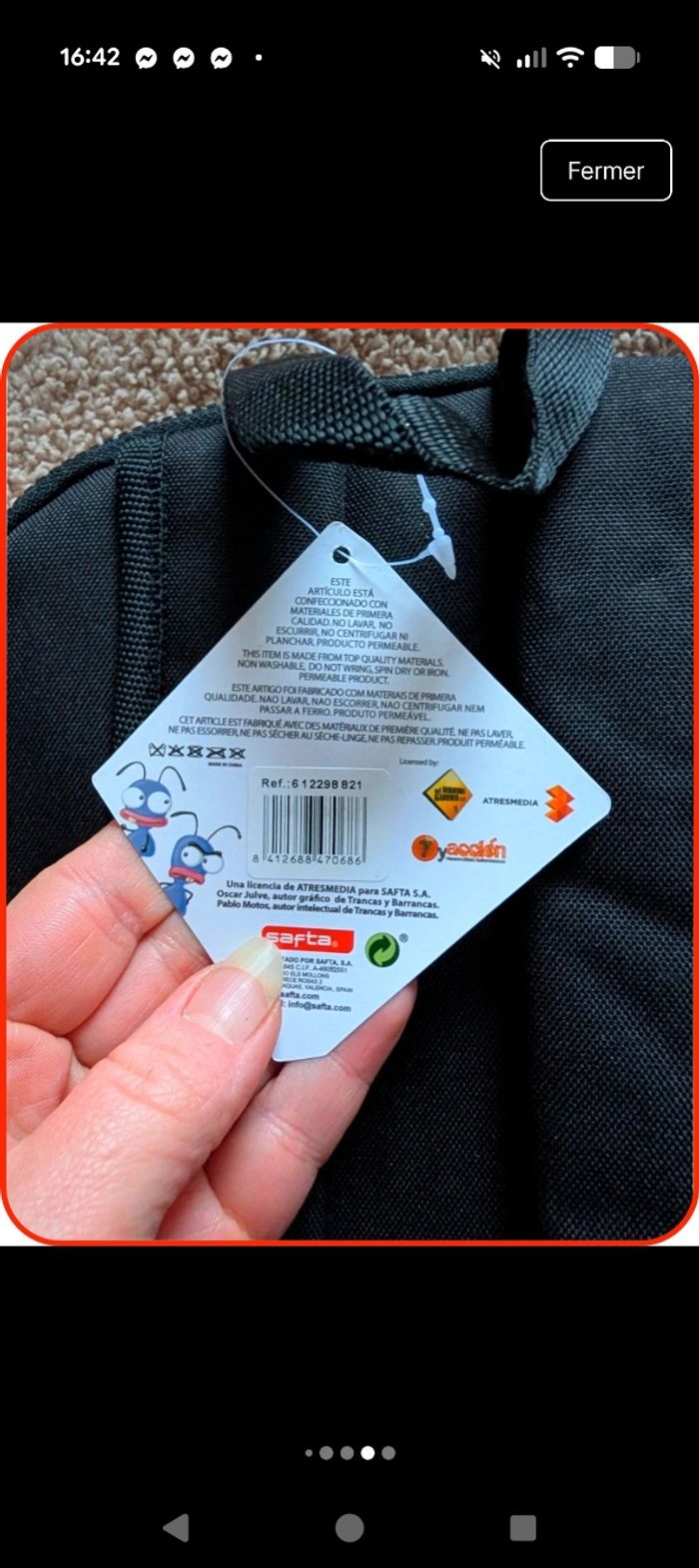 Sac à dos noir El Hormiguero (Trancas y Barrancas) - Neuf avec étiquette - photo numéro 7