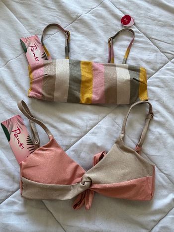 Lot / set 2 hauts de maillot de bain bikini multicolore pailleté brillant Penti taille XS/34 neuf