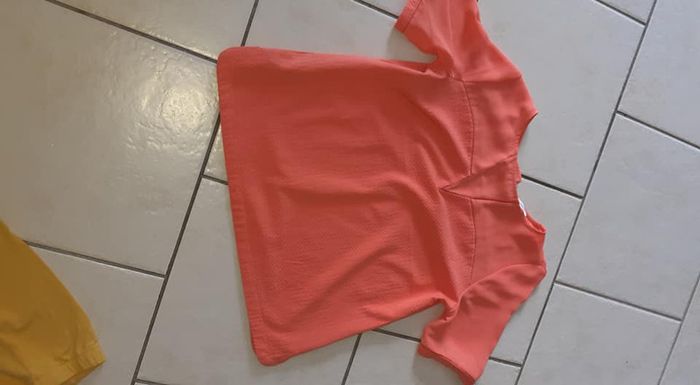 tunique corail orangé manches courtes promod