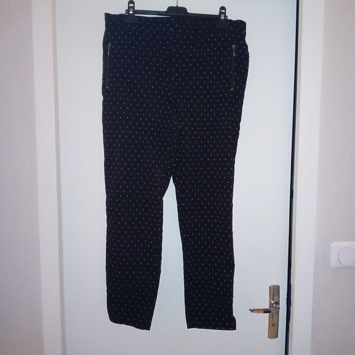Faby27800 Pantalon femme "Yessica" - Neuf - Couleur : noir à pois blancs - T 44