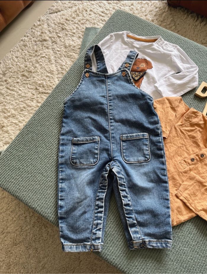 Ensemble salopette en jeans et haut en coton - photo numéro 2