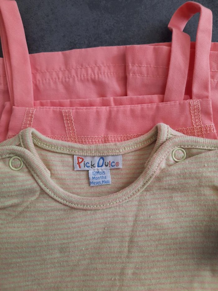 Ensemble robe légère + tee-shirt fille 12 mois - photo numéro 2