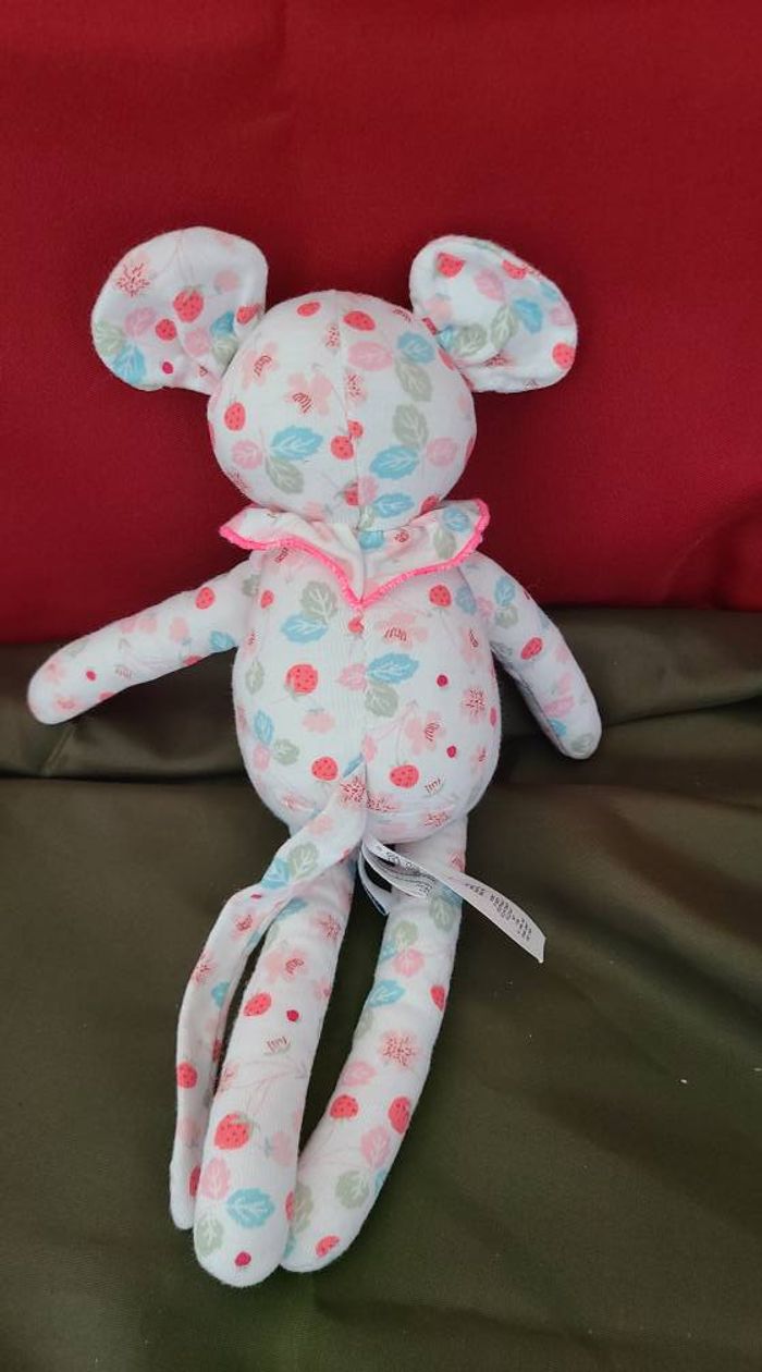 Doudou souris blanche fraises feuilles PETIT BATEAU - photo numéro 5