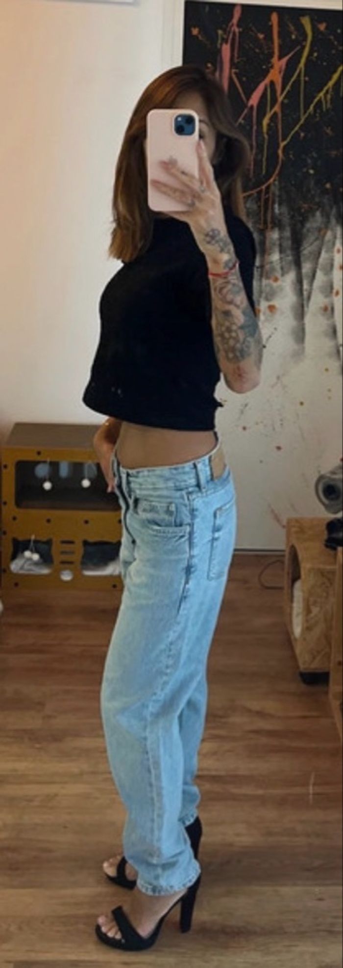 Jeans Bershka coupe loose Straight vintage femme T34 - photo numéro 3