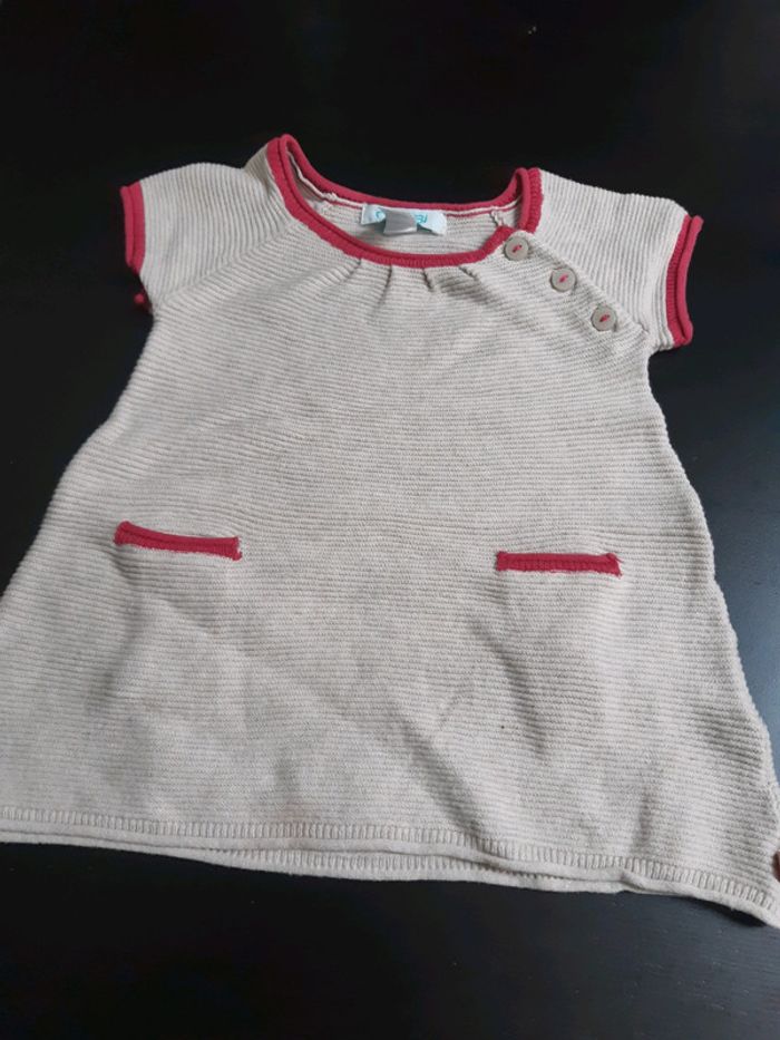 Robe épaisse beige creme rose obaibi bebe fille 3 mois