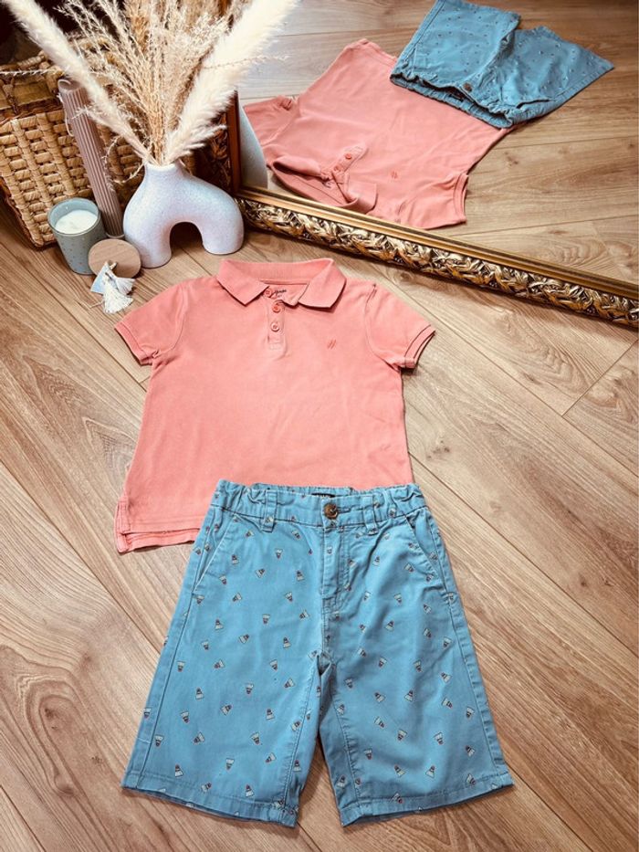 Taille 6 ans ensemble 2p été garçon kiabi corail gris * badminton * 💙