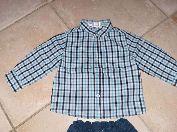 Ensemble chemise à carreaux et pantalon 12 mois - photo numéro 3