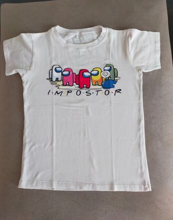 Tee-shirt manches courtes blanc Among Us garçon 12ans