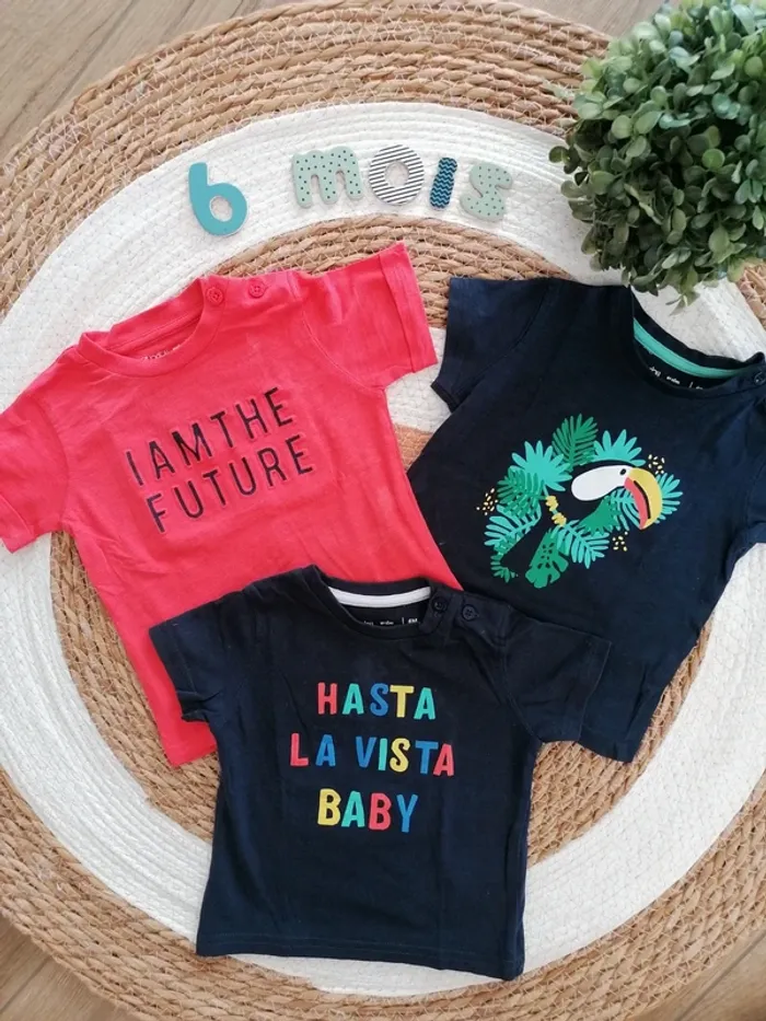 Lot de trois tee-shirts manches courtes - Gémo - 6 mois
