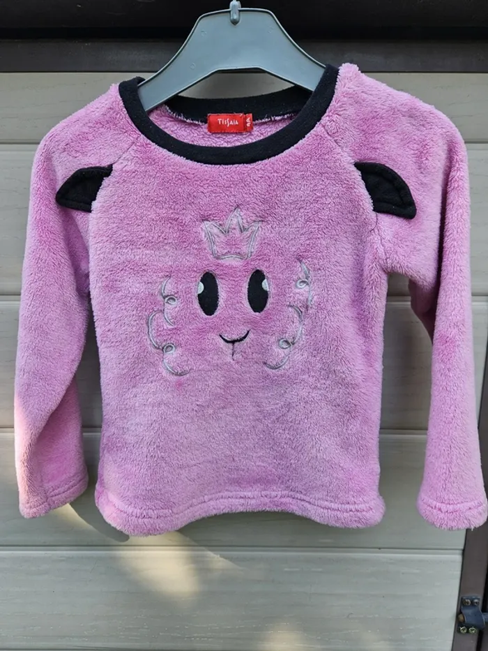 Pull de pyjama pilou pilou - Taille 4 ans - Tissaia - Rose et noir - photo numéro 2