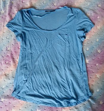 Tee-shirt bleu col rond kiabi