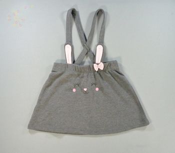 Jupe bretelles molleton gris rose lapin H&M 18 – 24 mois 92 cm fille