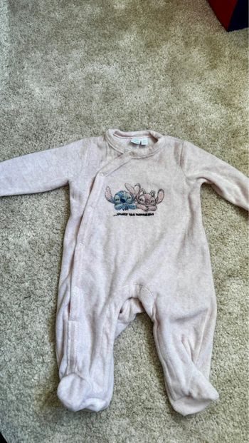 Pyjama velours rose pâle Stitch – Orchestra Disney – 3 mois