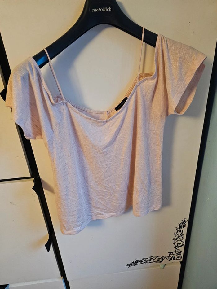 Tee-shirt rose pailleté