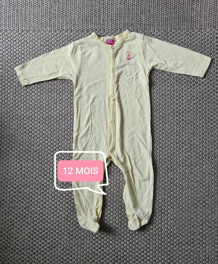 Pyjama grenouillère jaune "princesse" - 12 mois - photo numéro 2