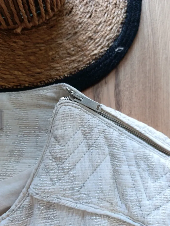 Veste beige avec filaments argentés Zara M - photo numéro 4