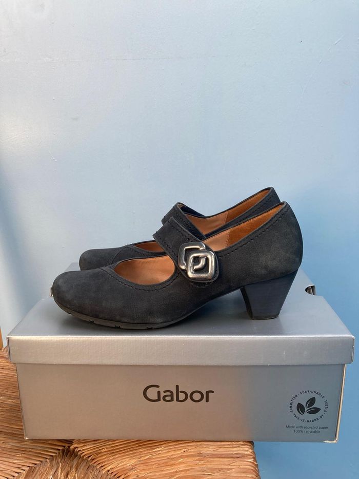 Talons Gabor Hovercraft Mary Jane – taille 38, cuir suédé gris foncé, très bon état - photo numéro 3