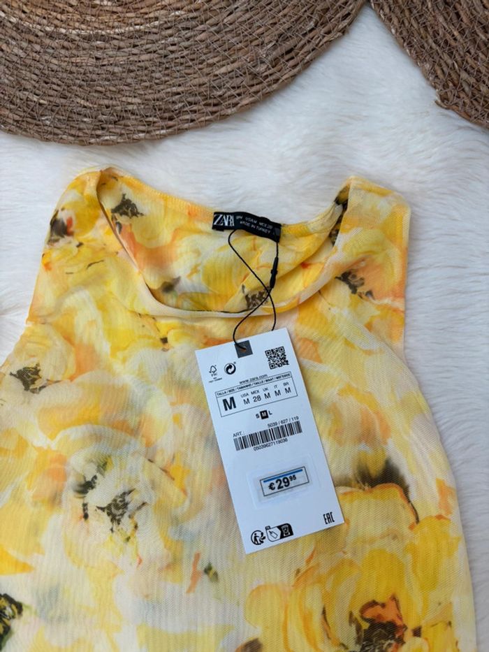 Robe longue jaune à motifs Zara taille M - photo numéro 3
