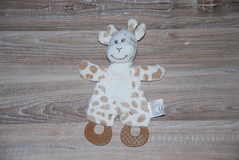 Doudou plat girafe dentition blanc marron ZD trading