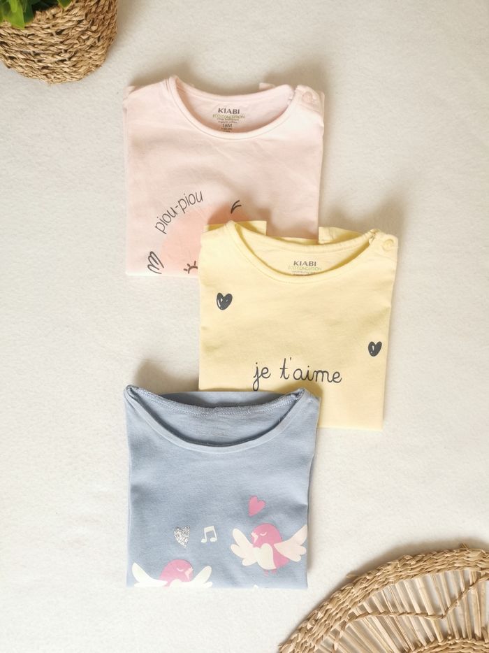 Lot de 3 Tee-shirts pastels Kiabi - Pat et Ripaton 18 Mois