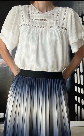 Blouse ample avec dentelle écrue Abi