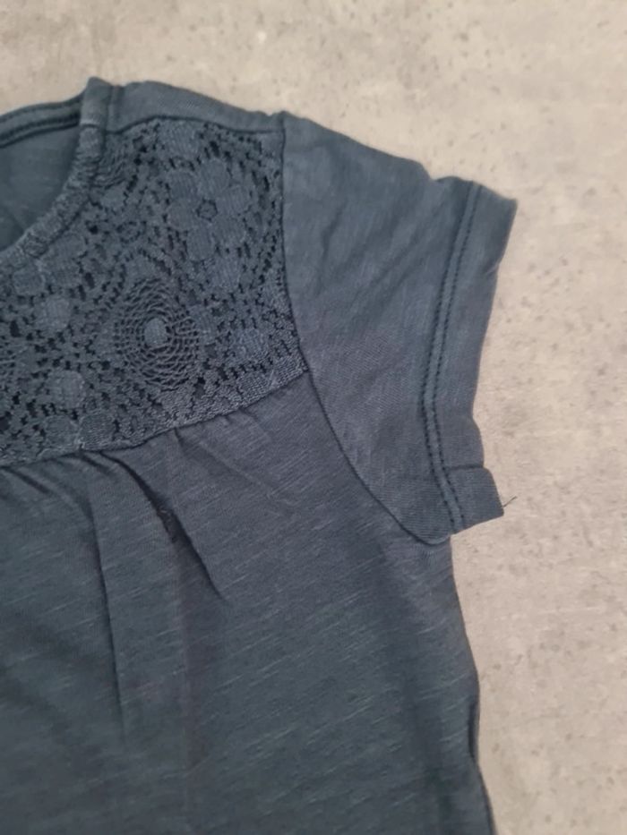 T shirt bleu manches courtes dentelles fille 4 ans vertbaudet - photo numéro 3