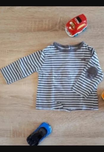tee- shirt longues manches rayé 1-3 mois / 56 cm Très bon état Kitchoun