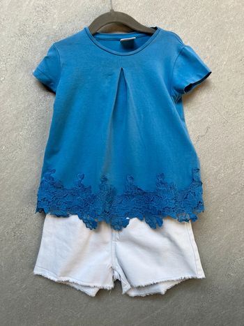 Ensemble short en jean blanc Zara 4-5 ans et tee shirt bleu Zara