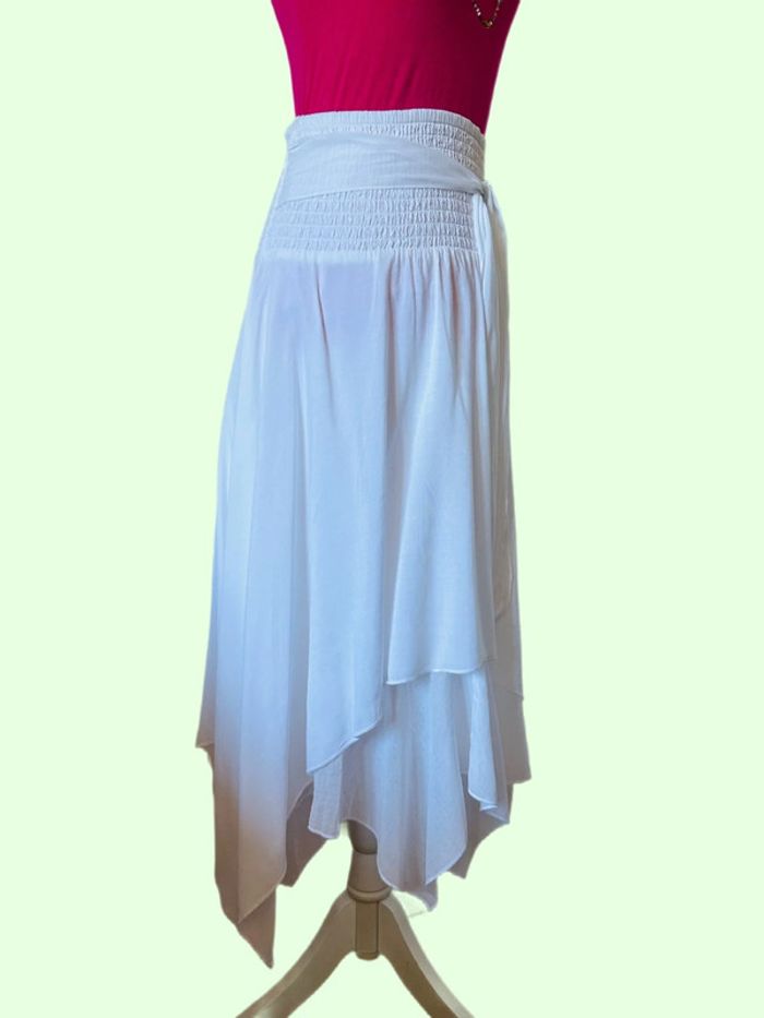🌸🌿Jolie jupe blanche vintage bohème fairycore Y2K asymmetrical white flowy skirt🌿🌸 - photo numéro 6