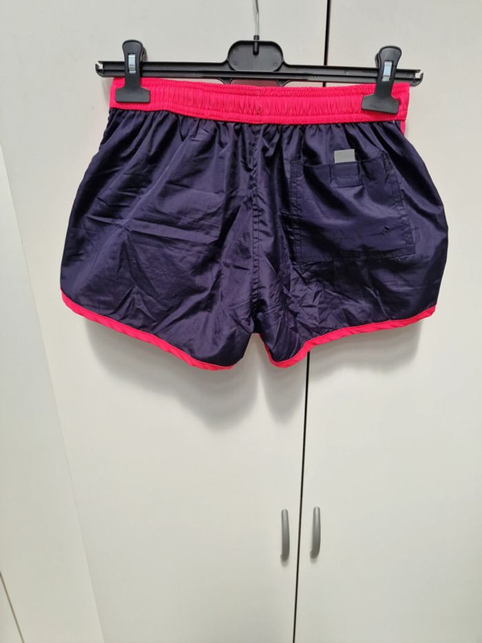 Short De Bain Noir Rose Fluo Avec Poche - photo numéro 3