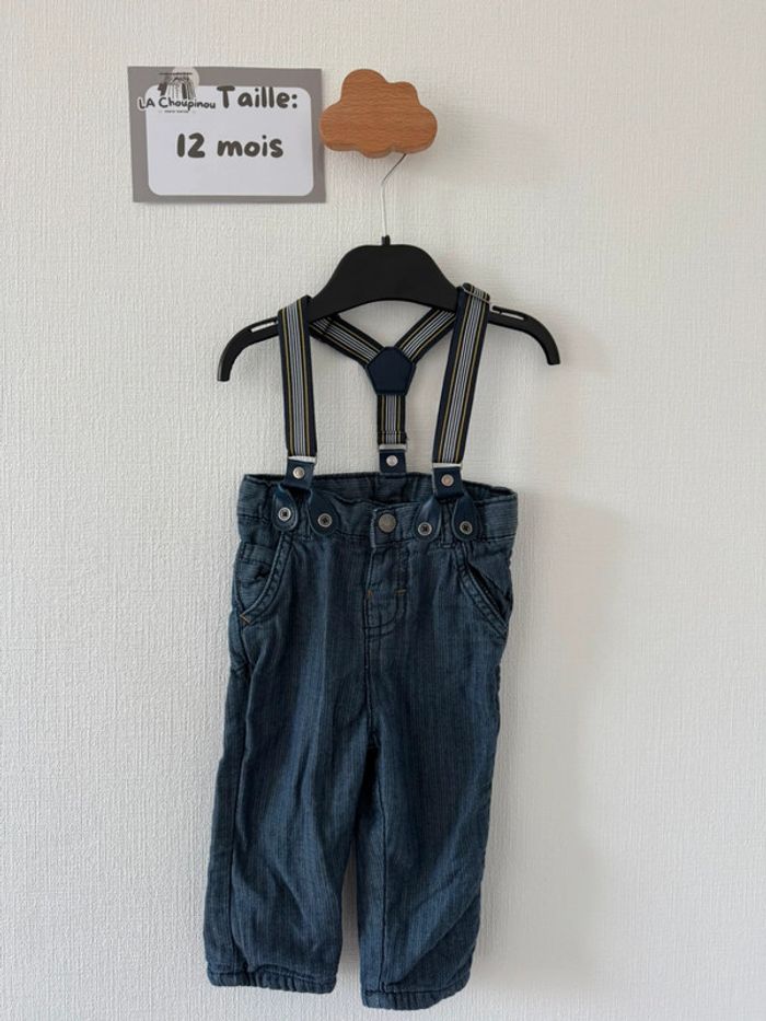Pantalon avec bretelle - taille 12 mois 🌼
