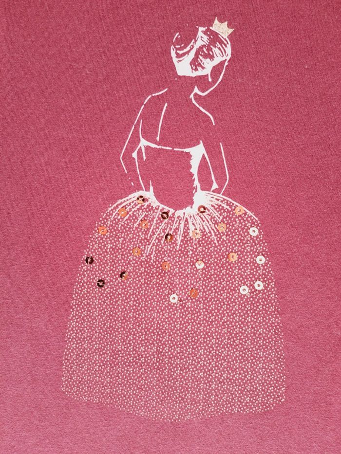 T-shirt manches longues Marese 10 ans violet prune motif danseuse avec sequins - photo numéro 3