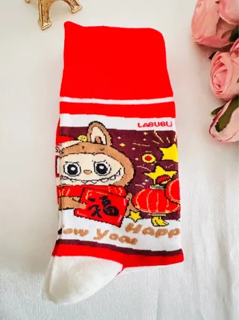 🧦 Chaussettes Labubu – Édition Nouvel An rouge & lanternes 🧦
