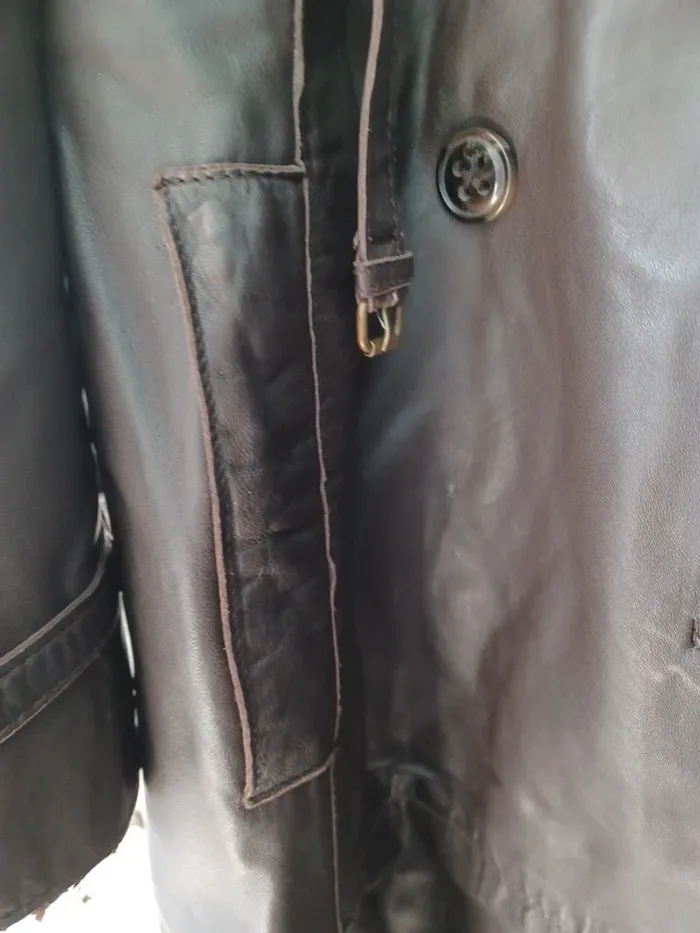 Veste longue cuir doublée - photo numéro 5