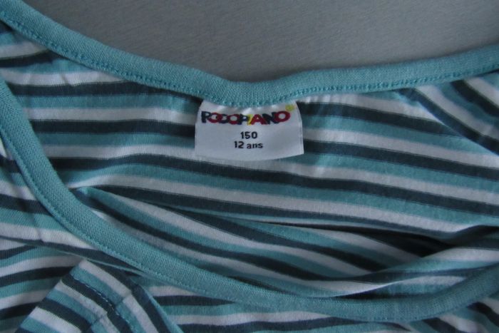 DÉBARDEUR RAYÉ BLEU ET BLANC FILLE "POCOPIANO" - 12 ANS - n°04 - photo numéro 4