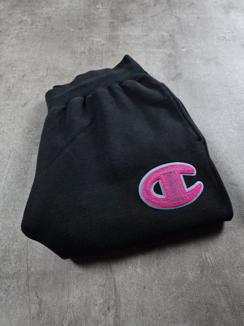 Pantalon jogging Champion vintage noir logo brodé rose taille Xl