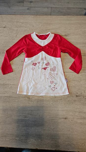 Tunique longue rouge et blanche à manches longues, Acecool, 6/7 ans