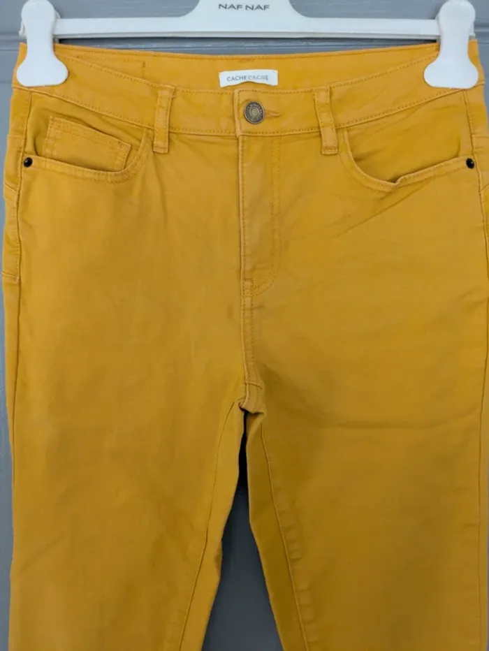 Pantalon jaune moutarde cache cache taille 40 - photo numéro 2