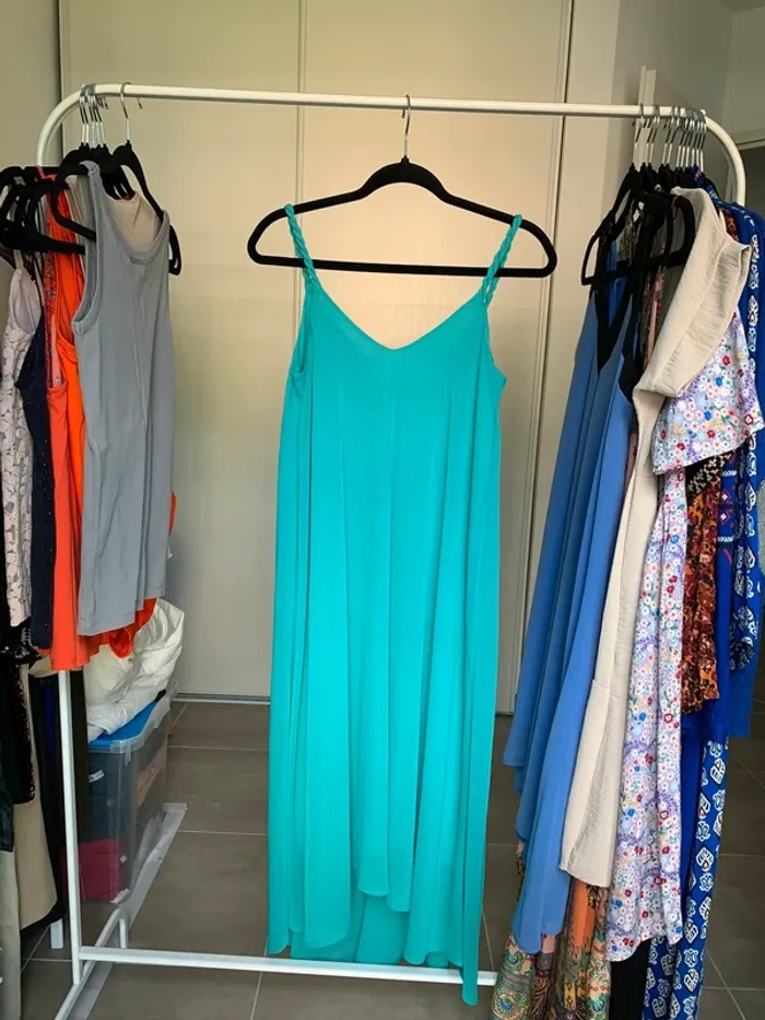 Robe longueur midi vert d'eau Mango taille S - photo numéro 10