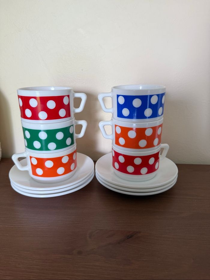 Ensemble de 6 tasses et 6 soucoupes Arcopal - photo numéro 2