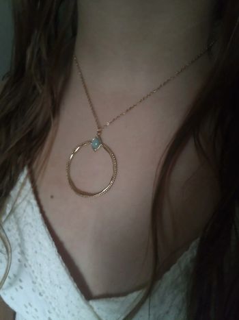 Collier bohème anneau et pierre d'amazonite