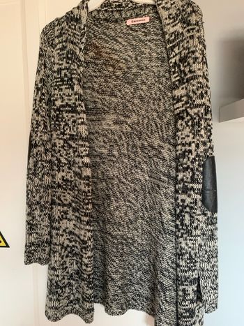 Long gilet, couleur chiné, gris, chiné, chiné, laine, coton et acrylique taille M