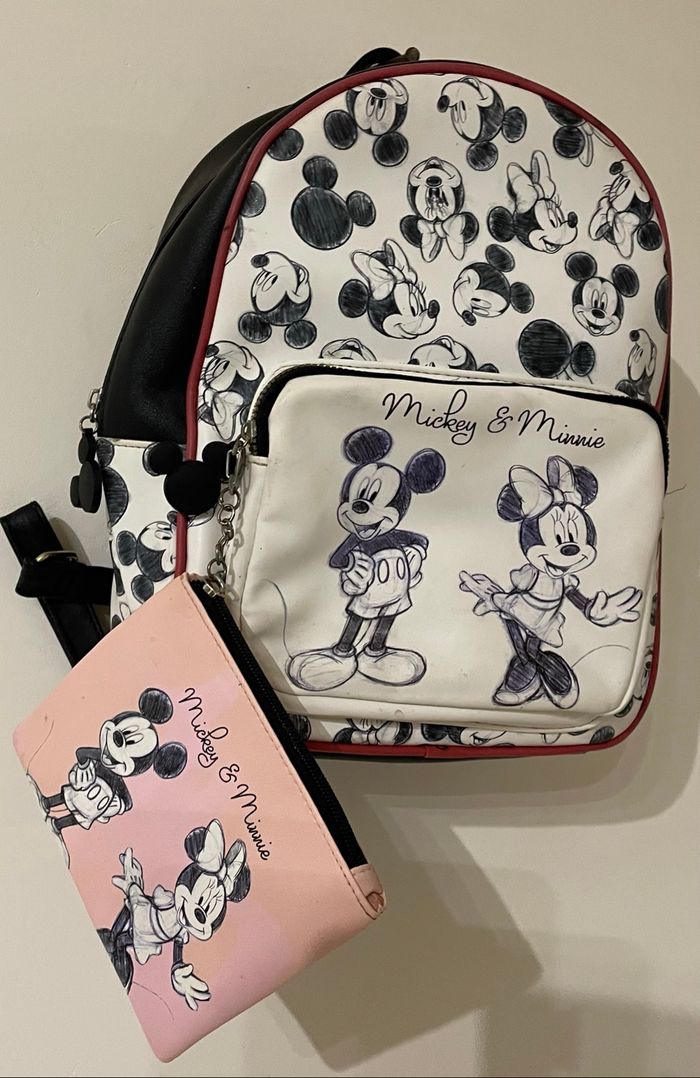 Sac à dos cuir fille femme avec personnages Mickey&minnie - photo numéro 10