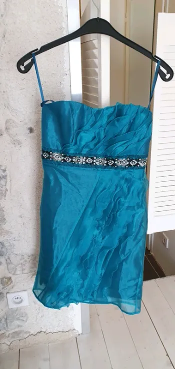 Robe cocktail bleu canard