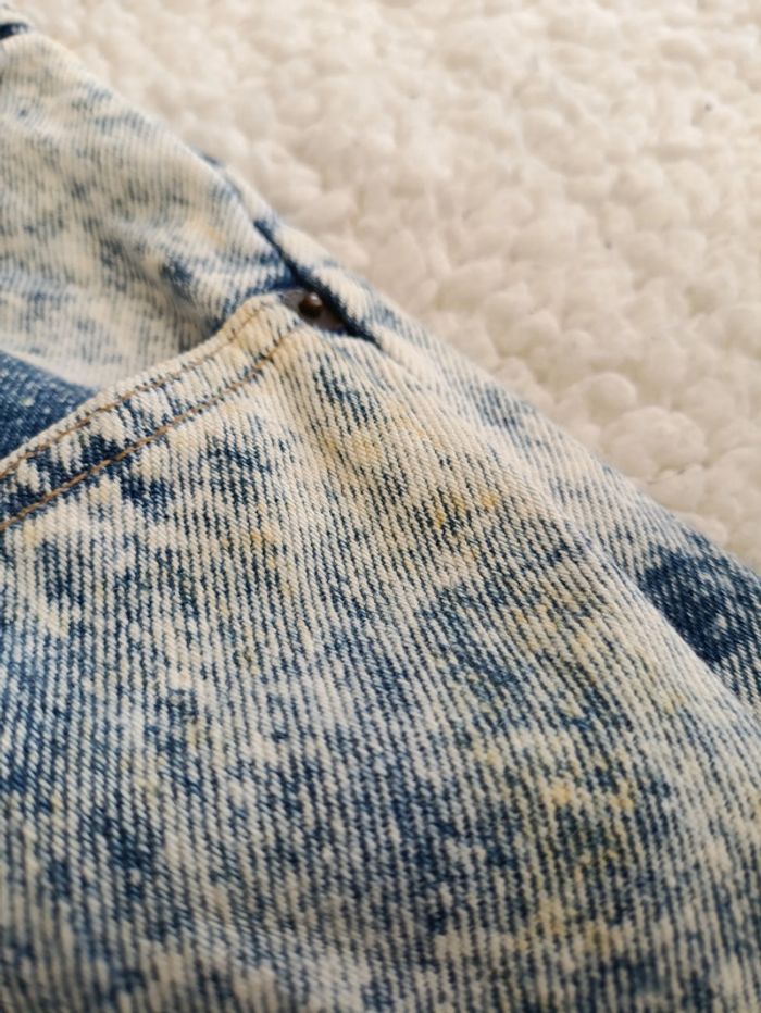 Jean vintage Brittania USA taille haute coupe droite bleu clair délavé années 90 - photo numéro 7