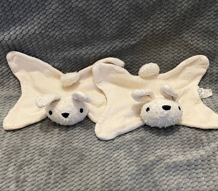 Doudou plat Anika lapin blanc écru coton Bio Franck & Fischer