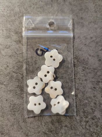lot de 6 boutons en nacre / blanc / env 1 cm