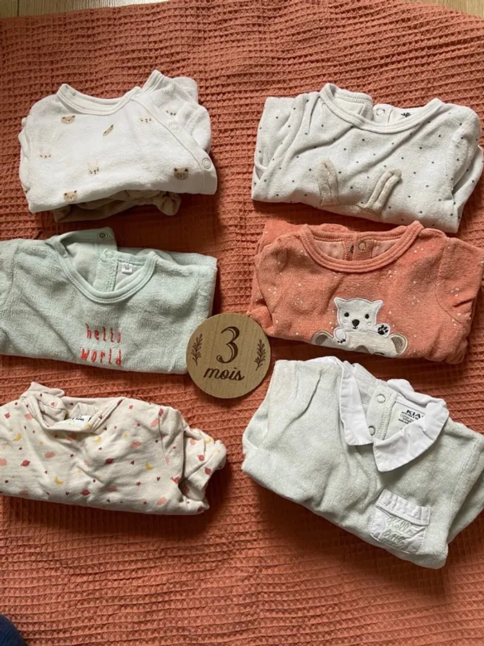 Lot pyjama velours 3 mois